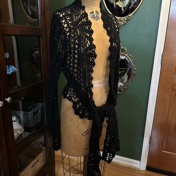 BCBGMaxAzria Black Crochet Cardigan - Picture 7 of 10